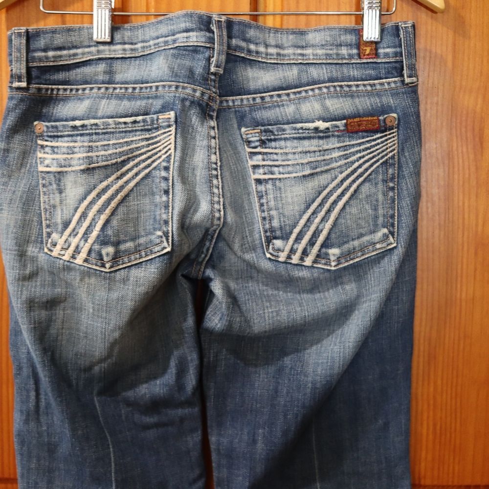 7 For All Mankind Blue Ankle Cropped Wide Leg Y2k Jeans 28 - Picture 6 of 13